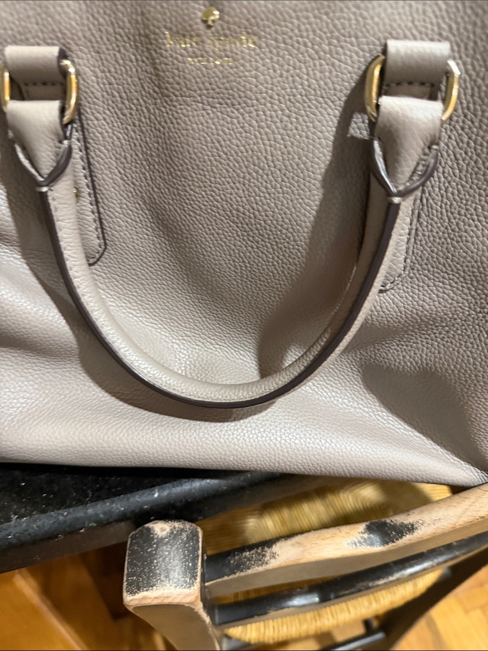 kate spade Pebbled Leather Satchel in Light Gray/taupe